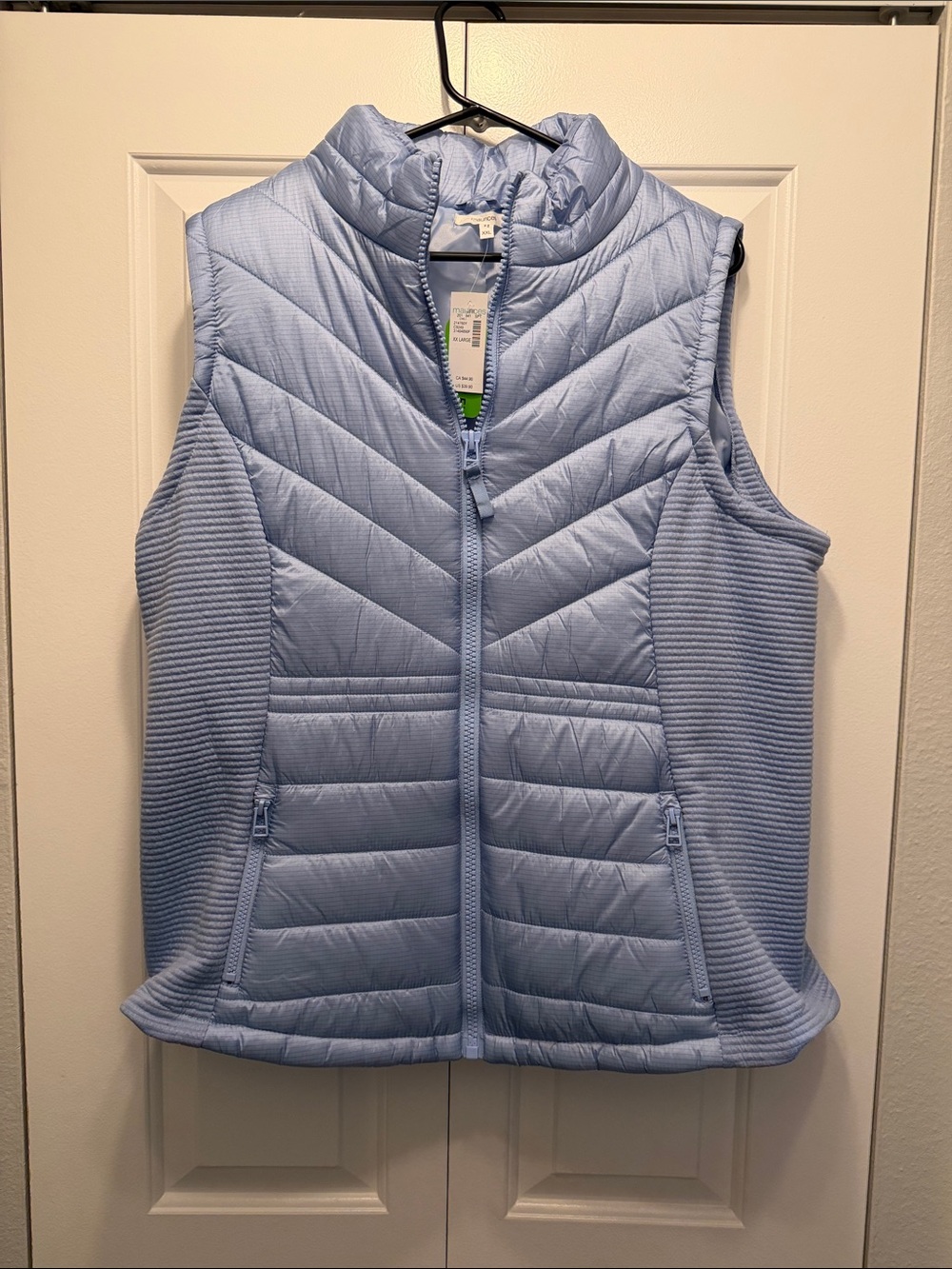 Maurices Light Blue Quilted Puffer Vest - Sleeveless Zip Front